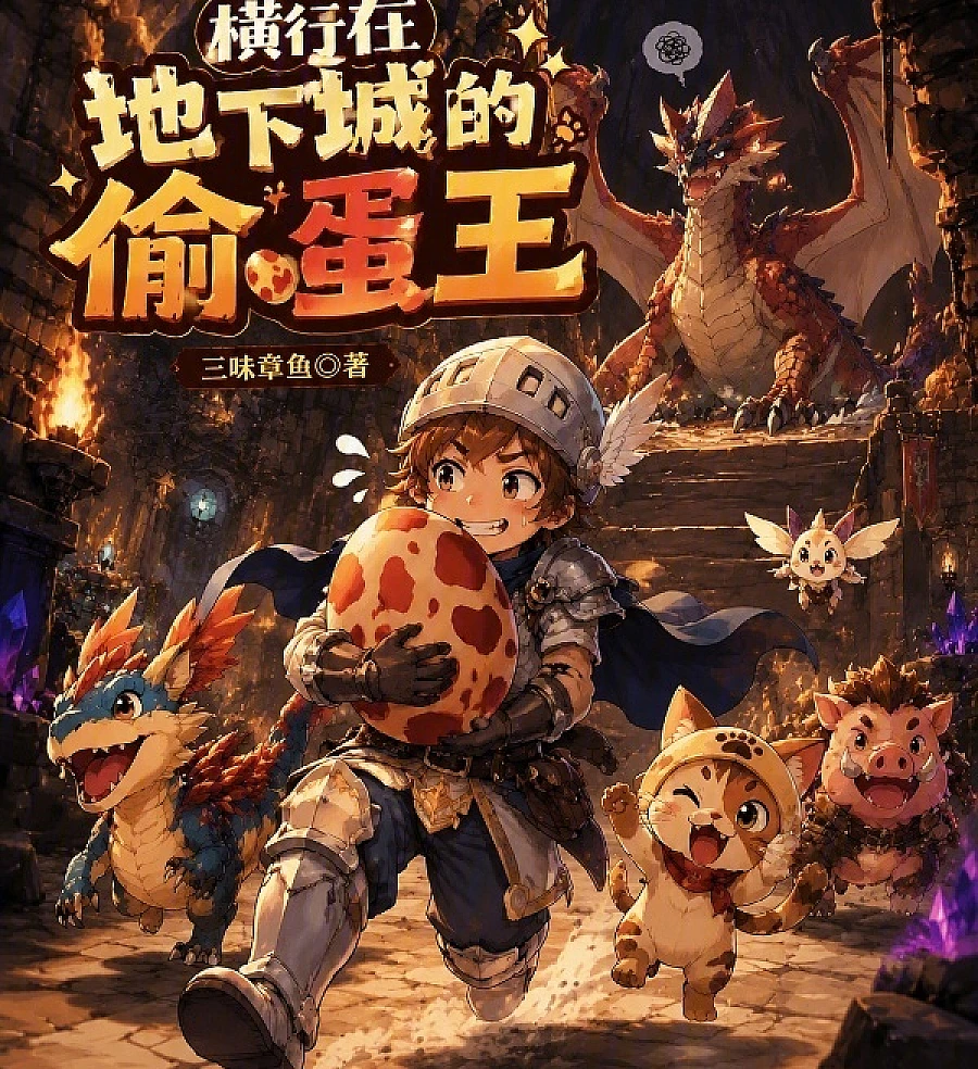 Cover image for The Egg Thief Running Rampant in the Dungeon (O Rei Ladrão de Ovos Assola a Masmorra; Король похитителей яиц бушует в подземелье; Vua Trộm Trứng Hoành Hành Trong Hầm Ngục; Raja Pencuri Telur Merajalela di Dungeon; El Rey Ladrón de Huevos Arrasa en la Mazmorra; Héngxíng Zài Dìxiàchéng De Tōudàn Wáng; 横行在地下城的偷蛋王)